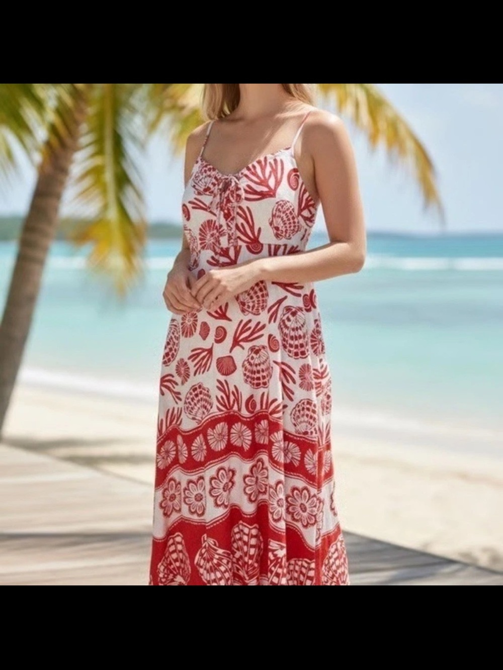 Calypso St. Barth Red and White Tropical Maxi Dress Size Small BNWOT